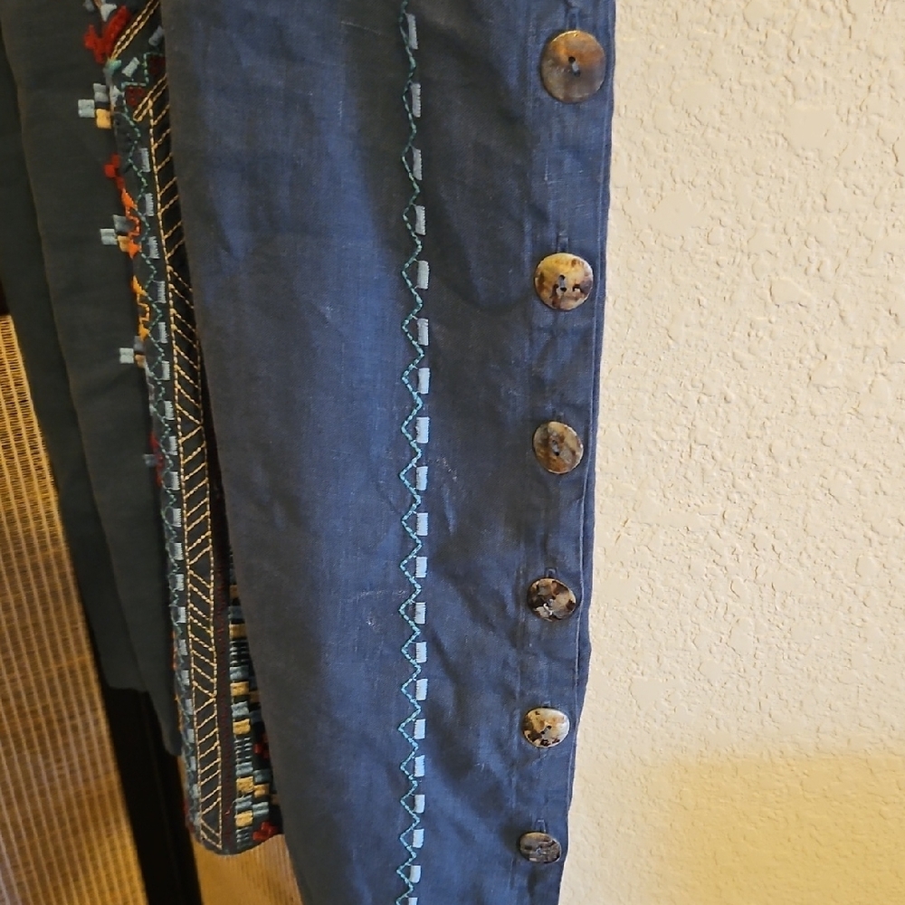 Johnny Was Multicolor Embroidered Linen Dress - Picture 5 of 10